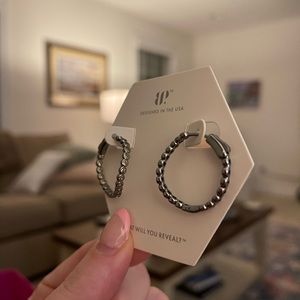 Hematite Textured Hoop Earrings